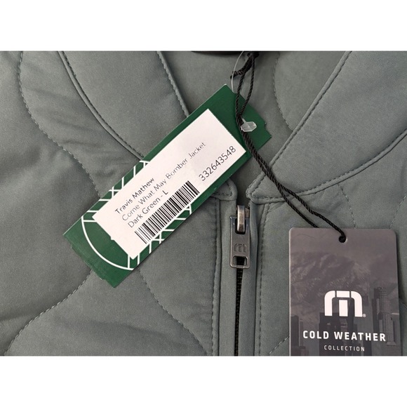 NWT Travis Mathew Men Large Come What May Green Quilted Bomber Jacket $ 189.00 - Picture 3 of 10